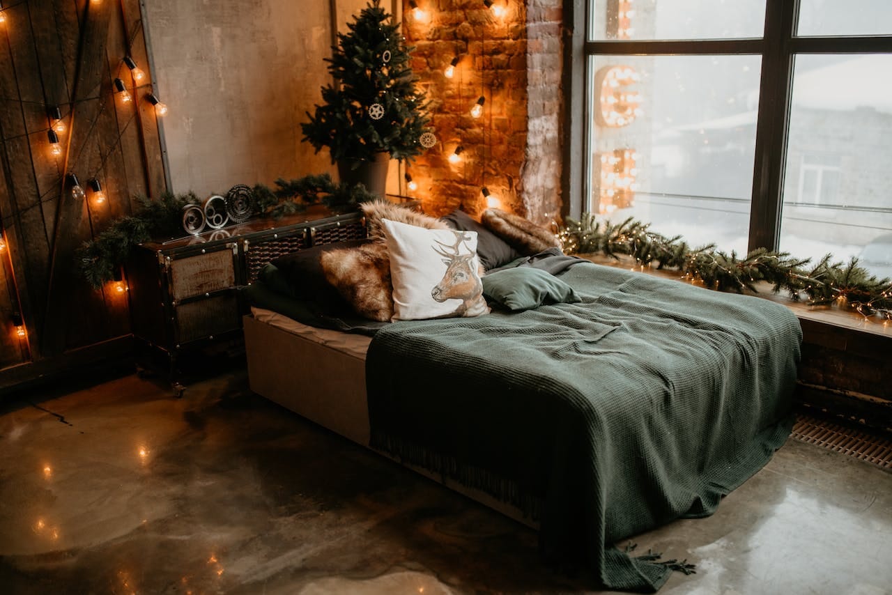 Bed in living room