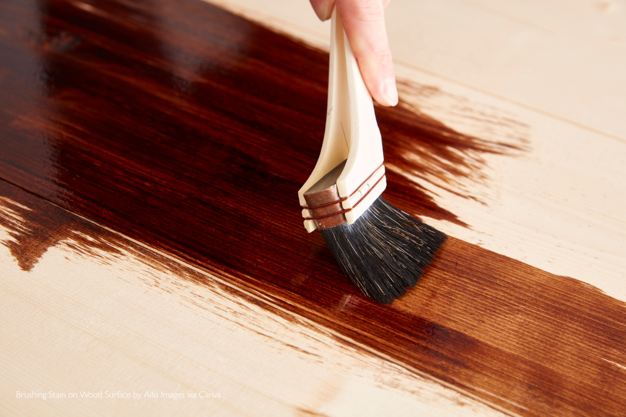brushing wood finish on wood