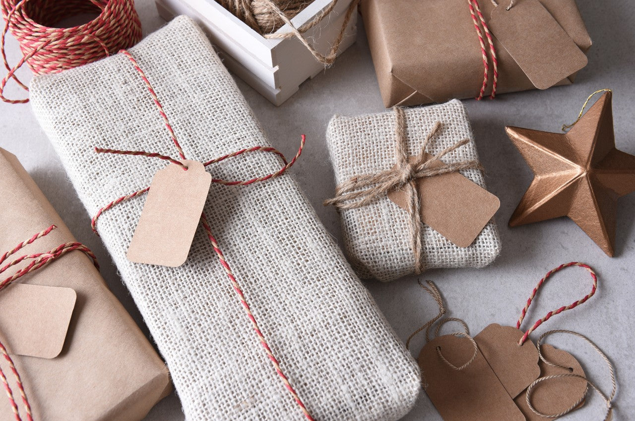 Gifts wrapped in eco-friendly wrappers