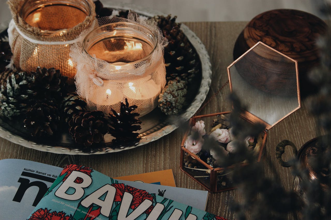 White Ceramic Mug With Coffee Near a Christmas Decor