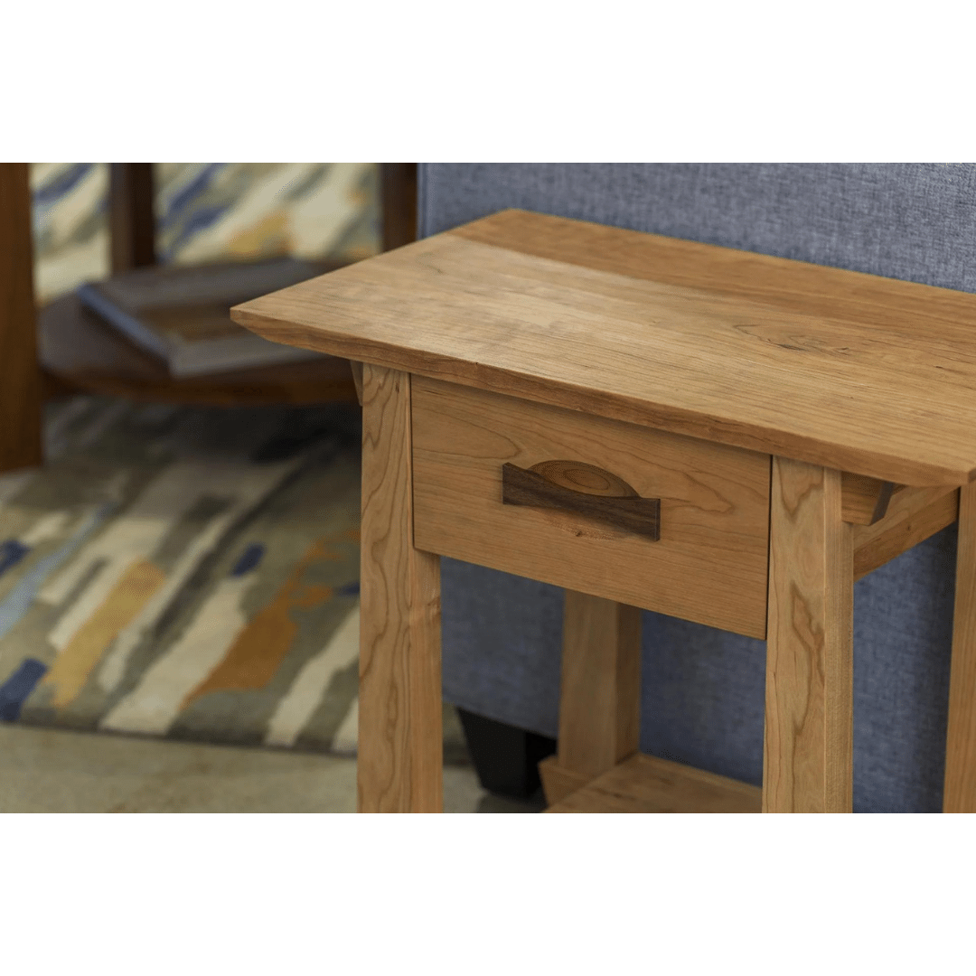 Enso Side Table With Drawer Solid Wood Handmade Organic