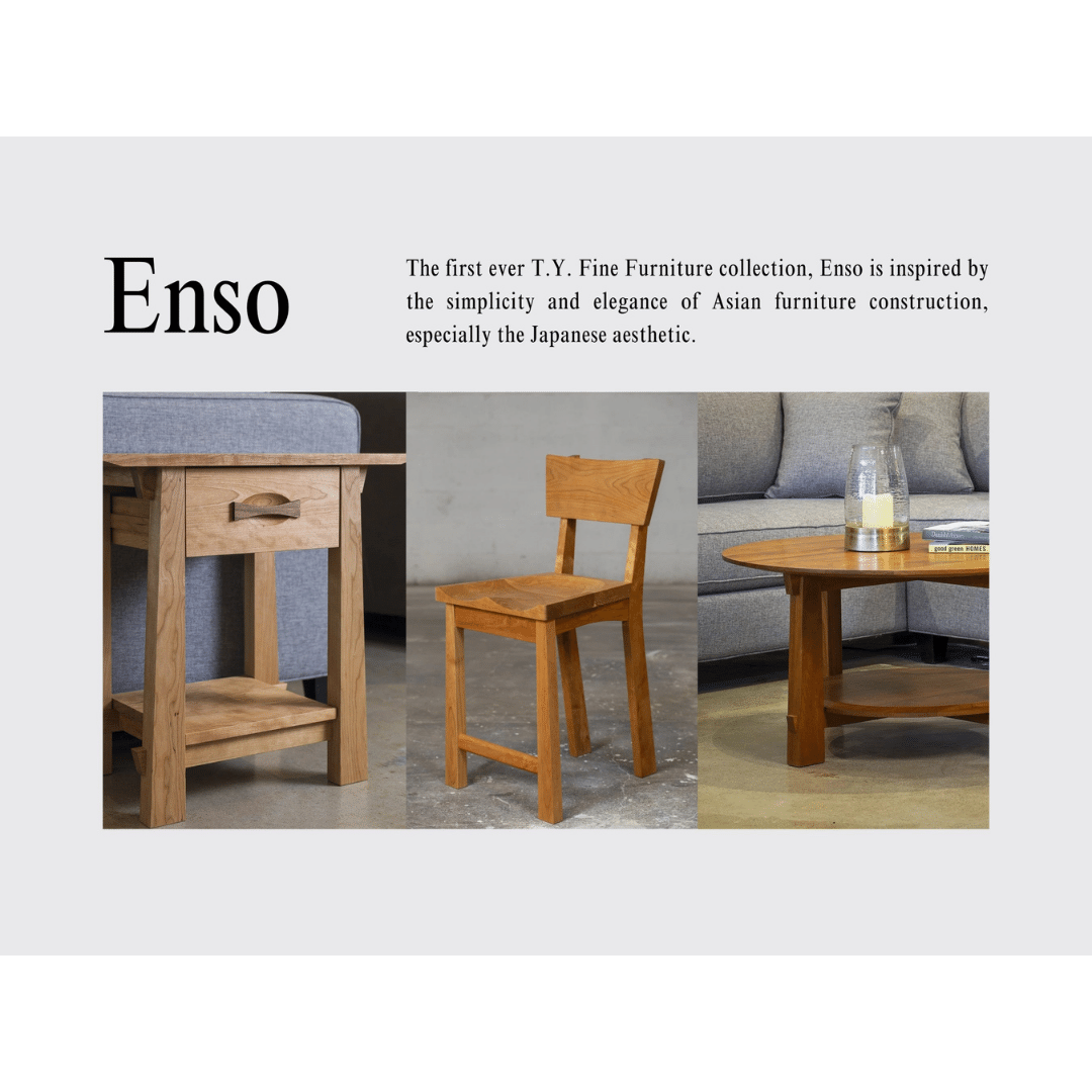 Enso Side Table With Drawer Solid Wood Handmade Organic