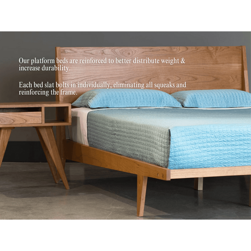 Modern "TWO" Platform Bed: Handmade Mid Century Modern Bed, Solid Wood with Organic Finish