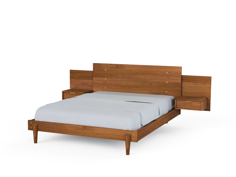 Apollo Platform Bed with Integrated Tables - Solid Wood Bed Frame