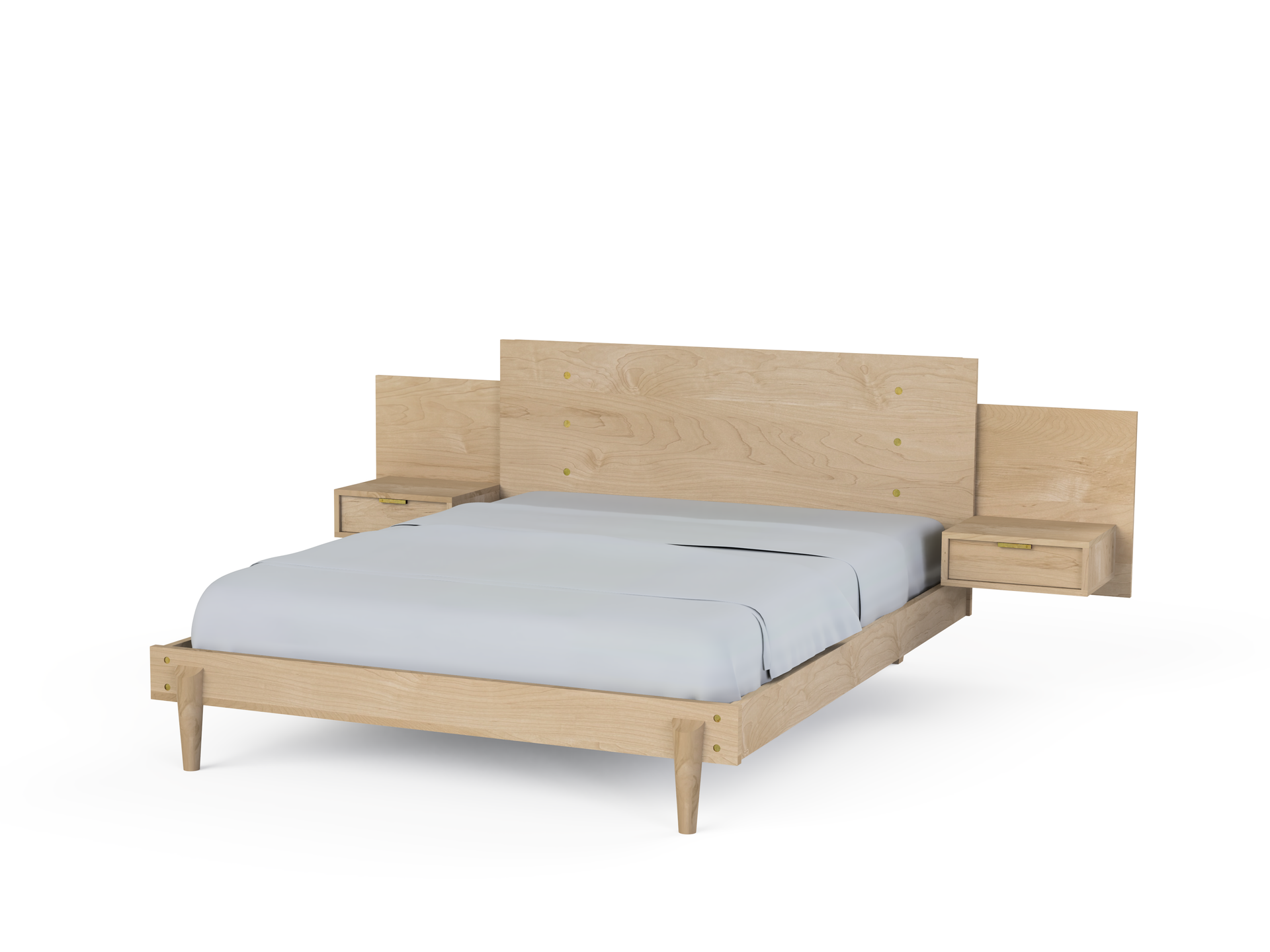Apollo Platform Bed with Integrated Tables - Solid Wood Bed Frame