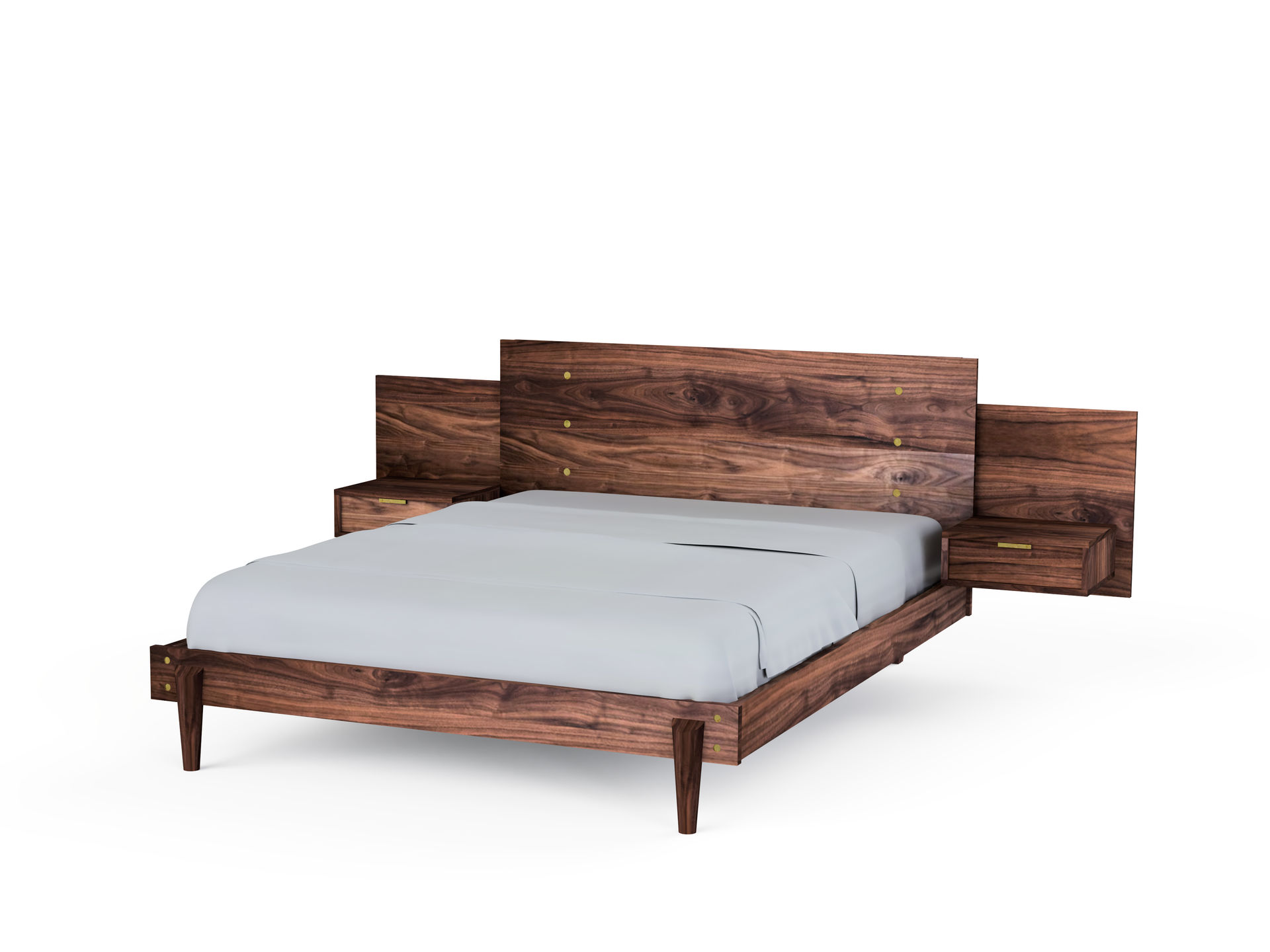 Apollo Platform Bed with Integrated Tables - Solid Wood Bed Frame