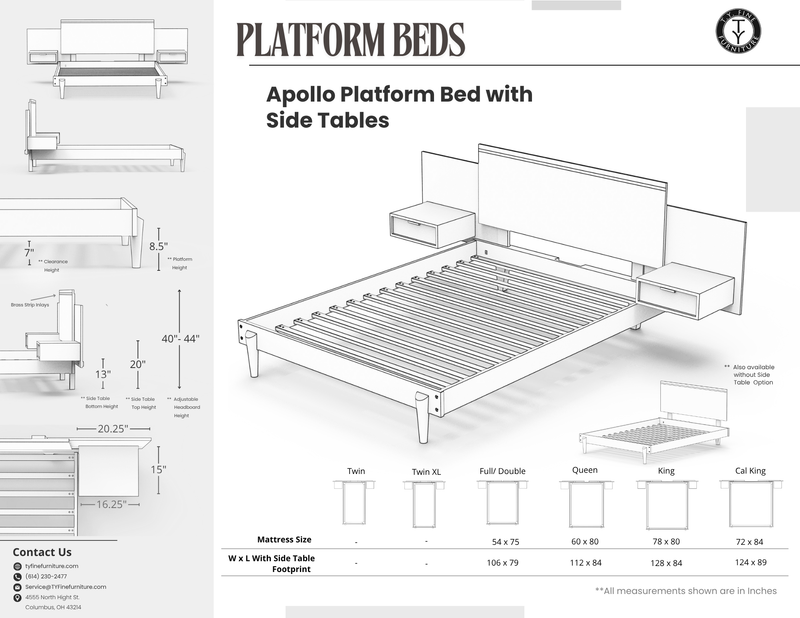 Apollo Platform Bed - Solid Wood Modern Bed Frame