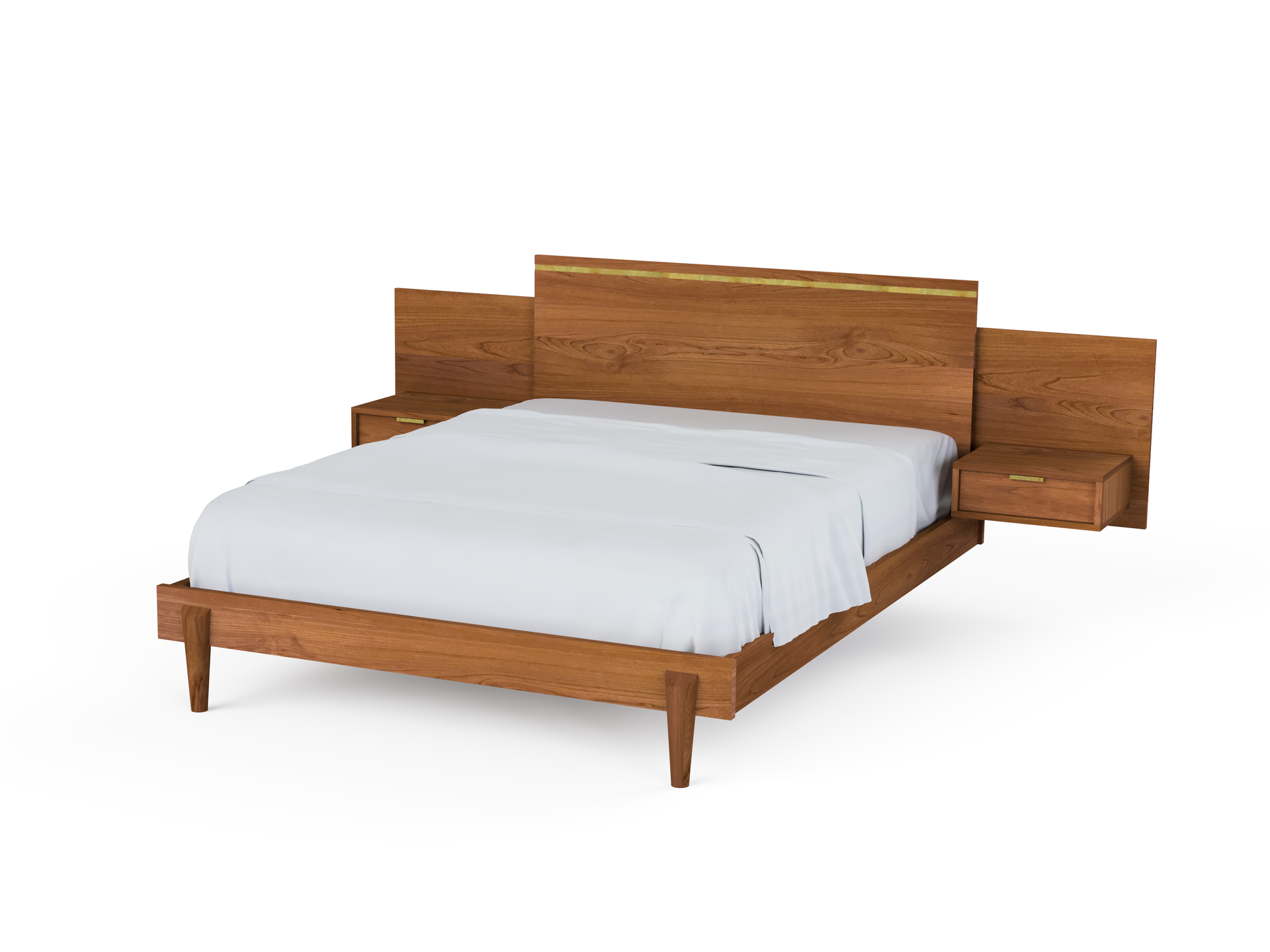 Apollo Platform Bed with Integrated Tables - Solid Wood Bed Frame