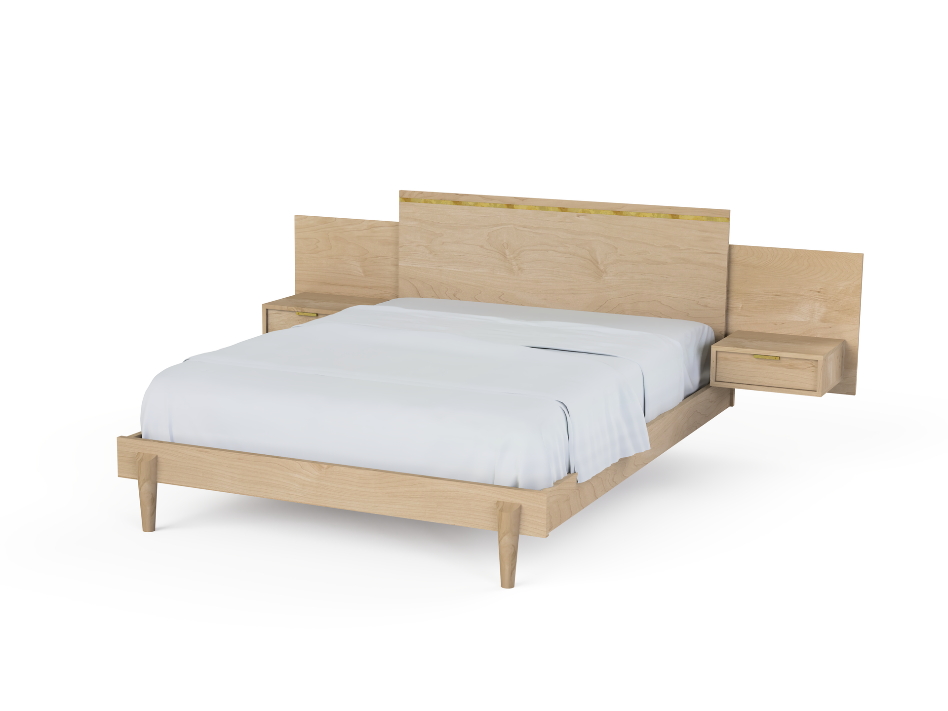 Apollo Platform Bed with Integrated Tables - Solid Wood Bed Frame
