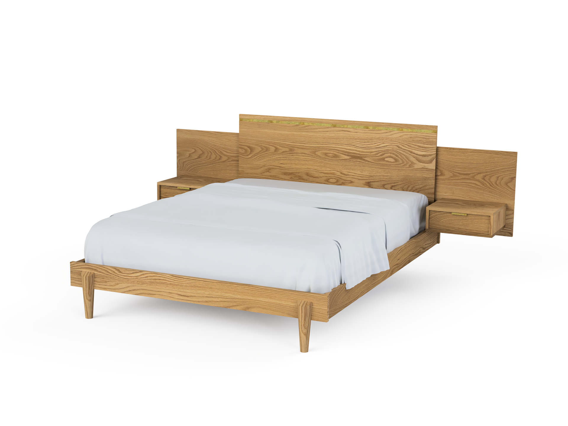 Apollo Platform Bed with Integrated Tables - Solid Wood Bed Frame