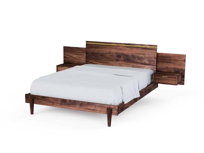 Apollo Platform Bed with Integrated Tables - Solid Wood Bed Frame