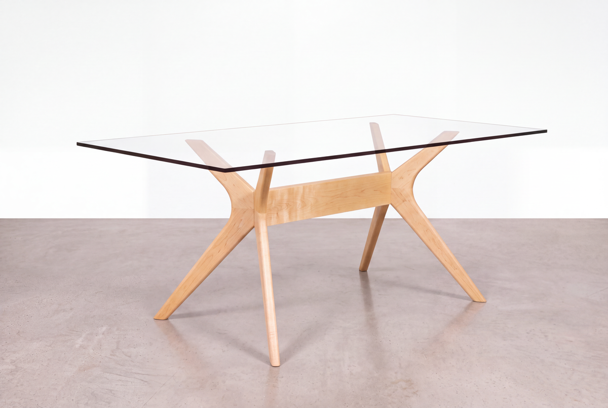 Solid Maple Glass-Top Dining Table - Strata Collection | TY Fine Furniture