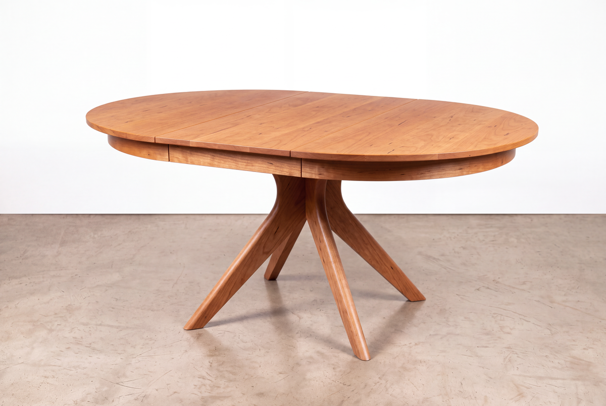 Solid Cherry Extendable Round Dining Table- Strata Collection | TY Fine Furniture