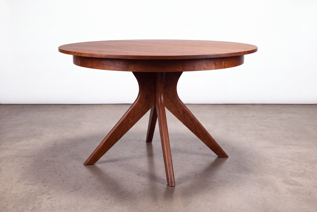 Solid Cherry Extendable Round Dining Table- Strata Collection | TY Fine Furniture
