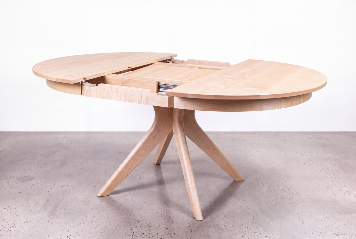 Solid Maple Extendable Round Dining Table- Strata Collection | TY Fine Furniture