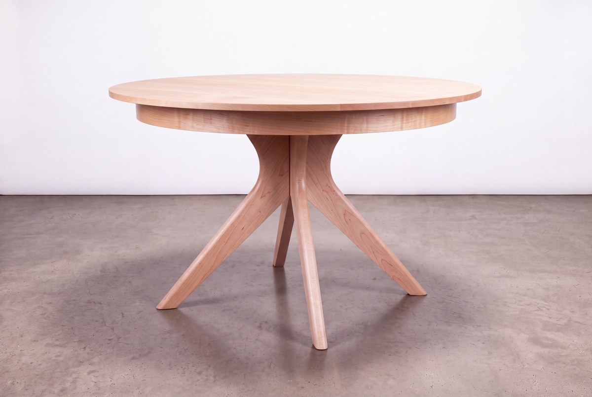 Solid Maple Extendable Round Dining Table- Strata Collection | TY Fine Furniture