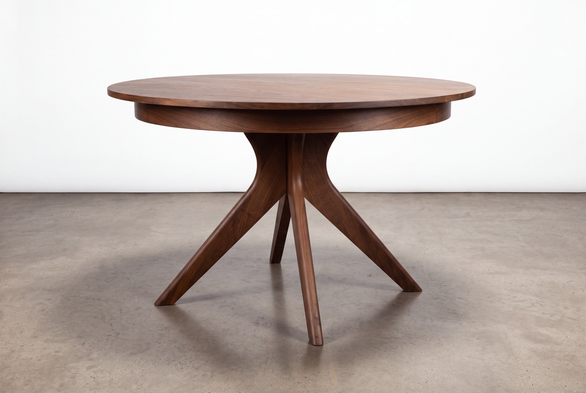 Solid Walnut Extendable Round Dining Table- Strata Collection | TY Fine Furniture