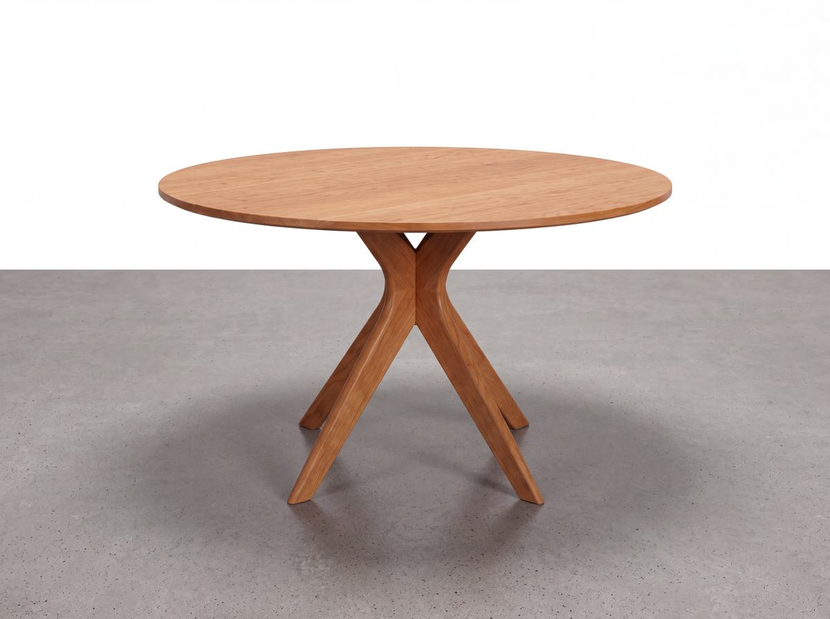 Solid Cherry Round Dining Table - Strata Collection | TY Fine Furniture