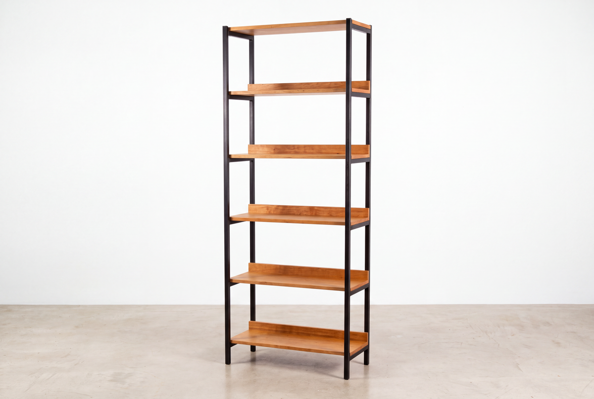 Solid Cherry Tall Mid-Century Bookcase - Essentials Collection | TY Fine Furniture