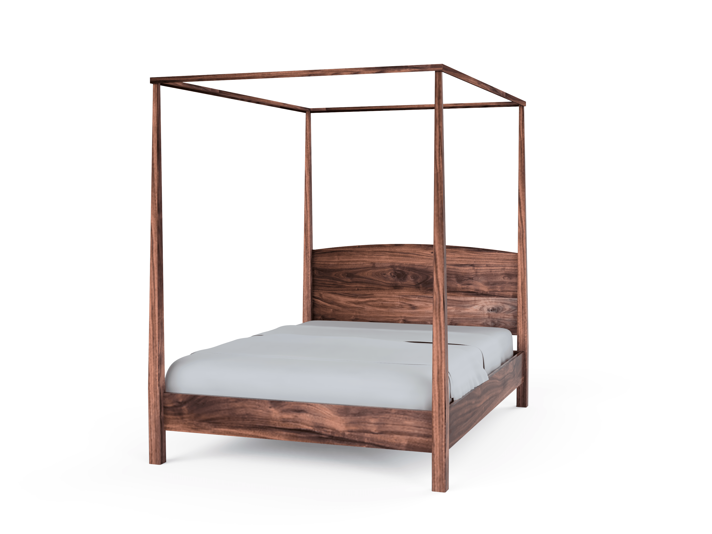 The TY Fine Furniture Shaker Pencil Post Bed – a classic solid wood bed frame – is shown with light bedding against a plain white background.
