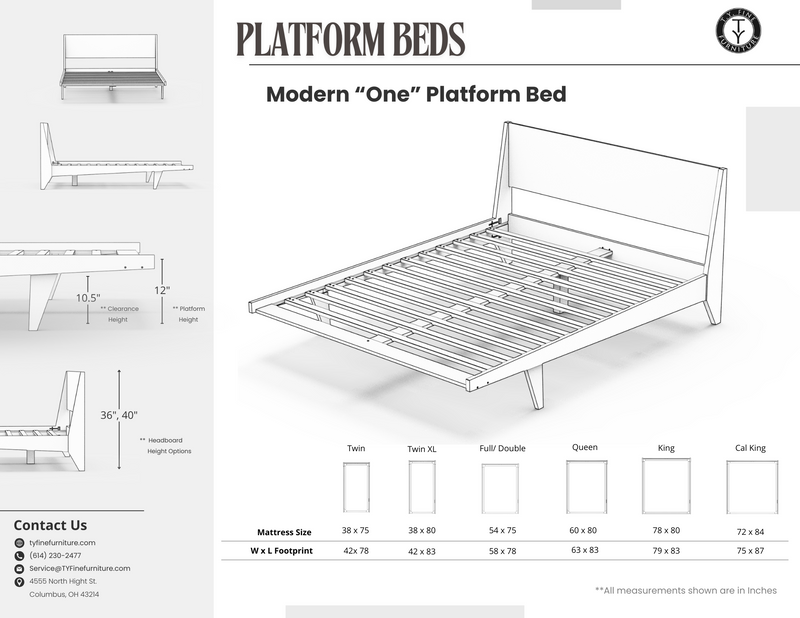 Modern "ONE" Platform Bed - Handmade Modern Platform Bed Frame
