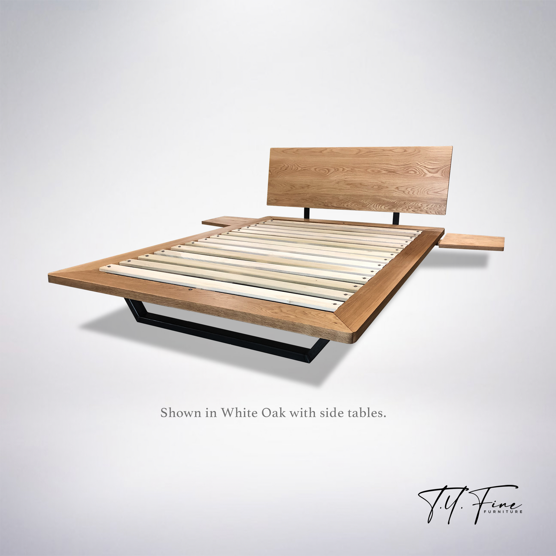 QUICK SHIP - Nelson Platform Bed White Oak Promo - Handcrafted Solid Wood Bed Frame