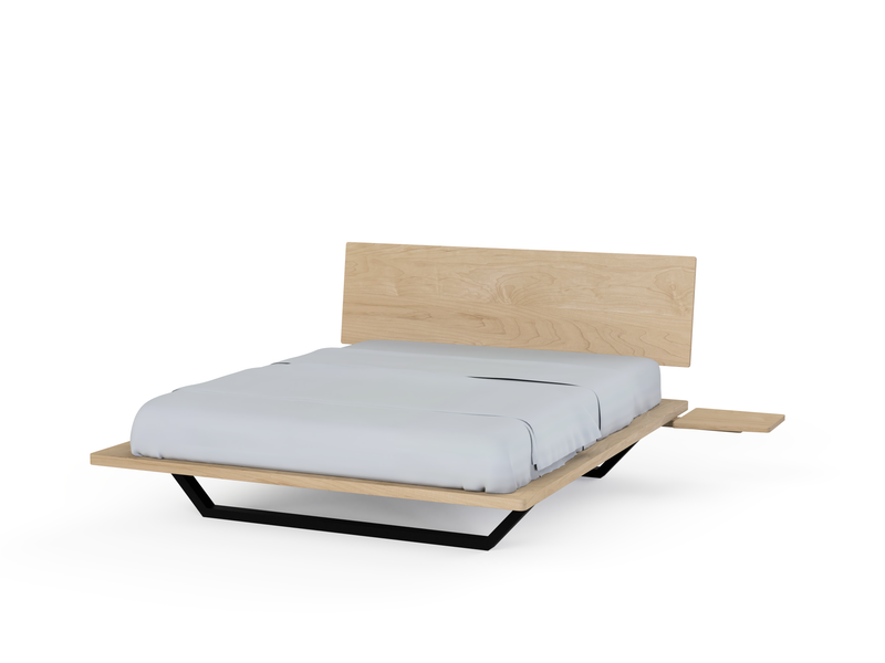 Nelson Platform Bed - Handcrafted Solid Wood Bed Frame-with side table attached