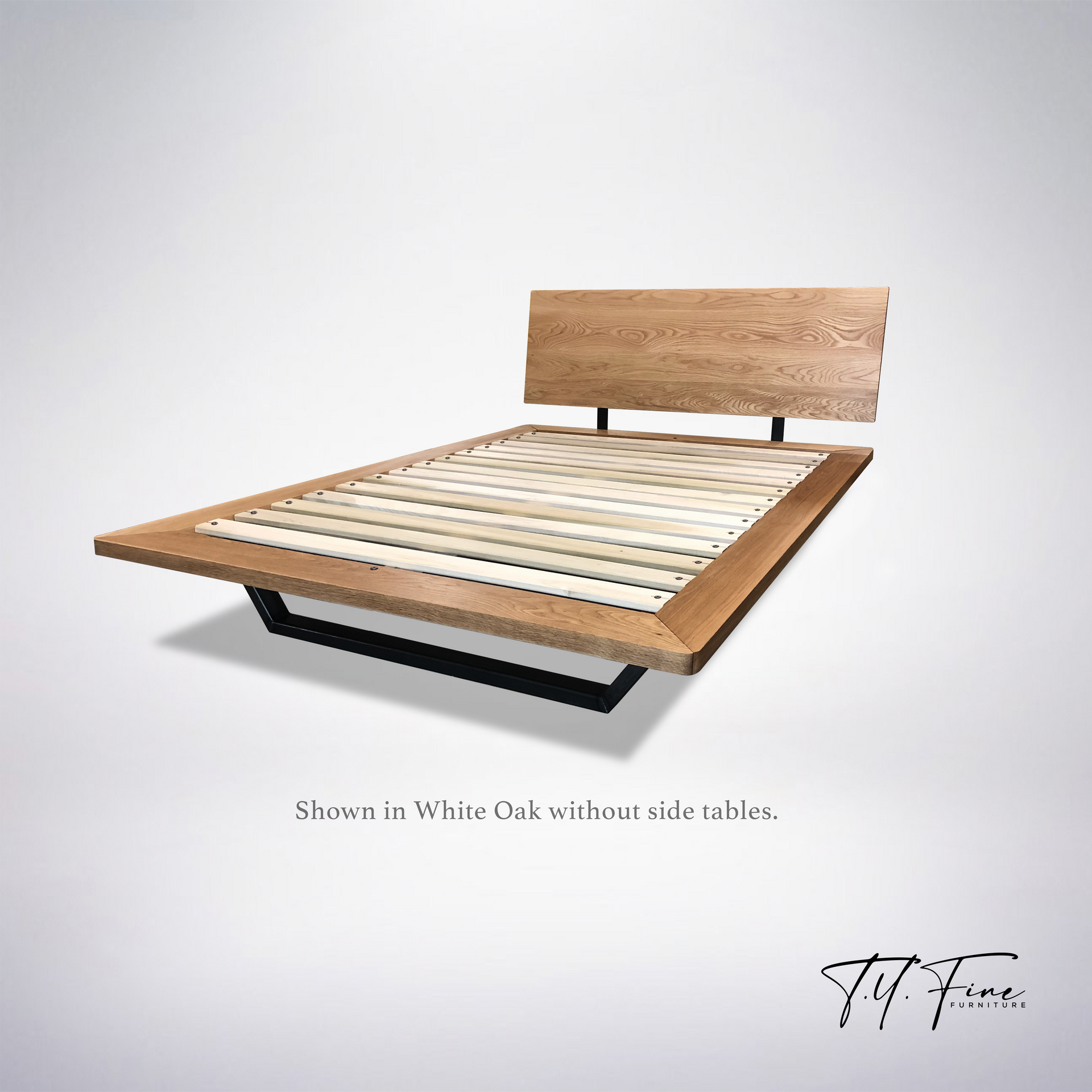 QUICK SHIP - Nelson Platform Bed White Oak Promo - Handcrafted Solid Wood Bed Frame