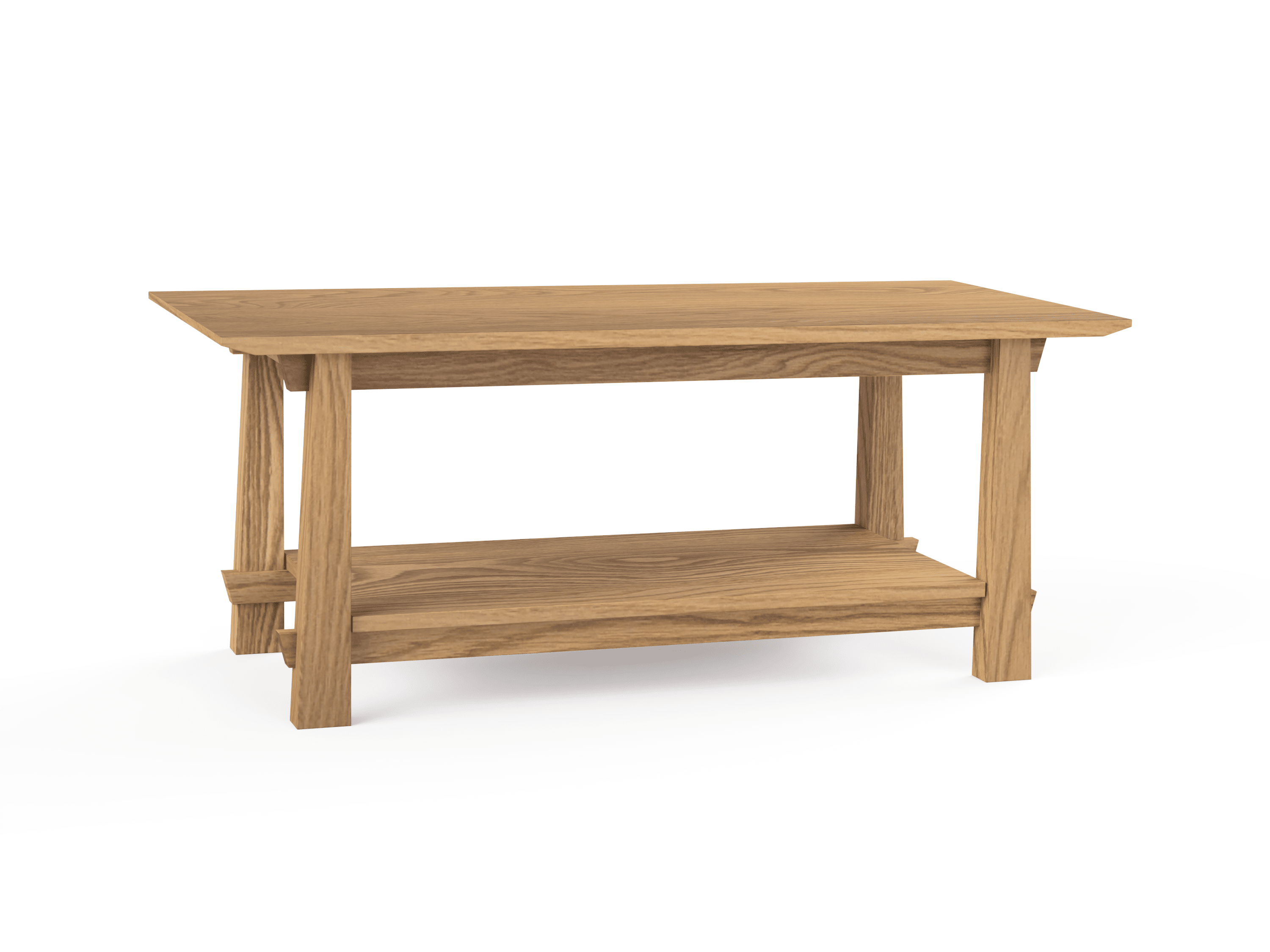 The Horizon Coffee Table by TY Fine Furniture is handmade from solid wood with a rectangular top, open lower shelf, simple straight legs, and a natural finish—an elegant organic touch to any modern decor.