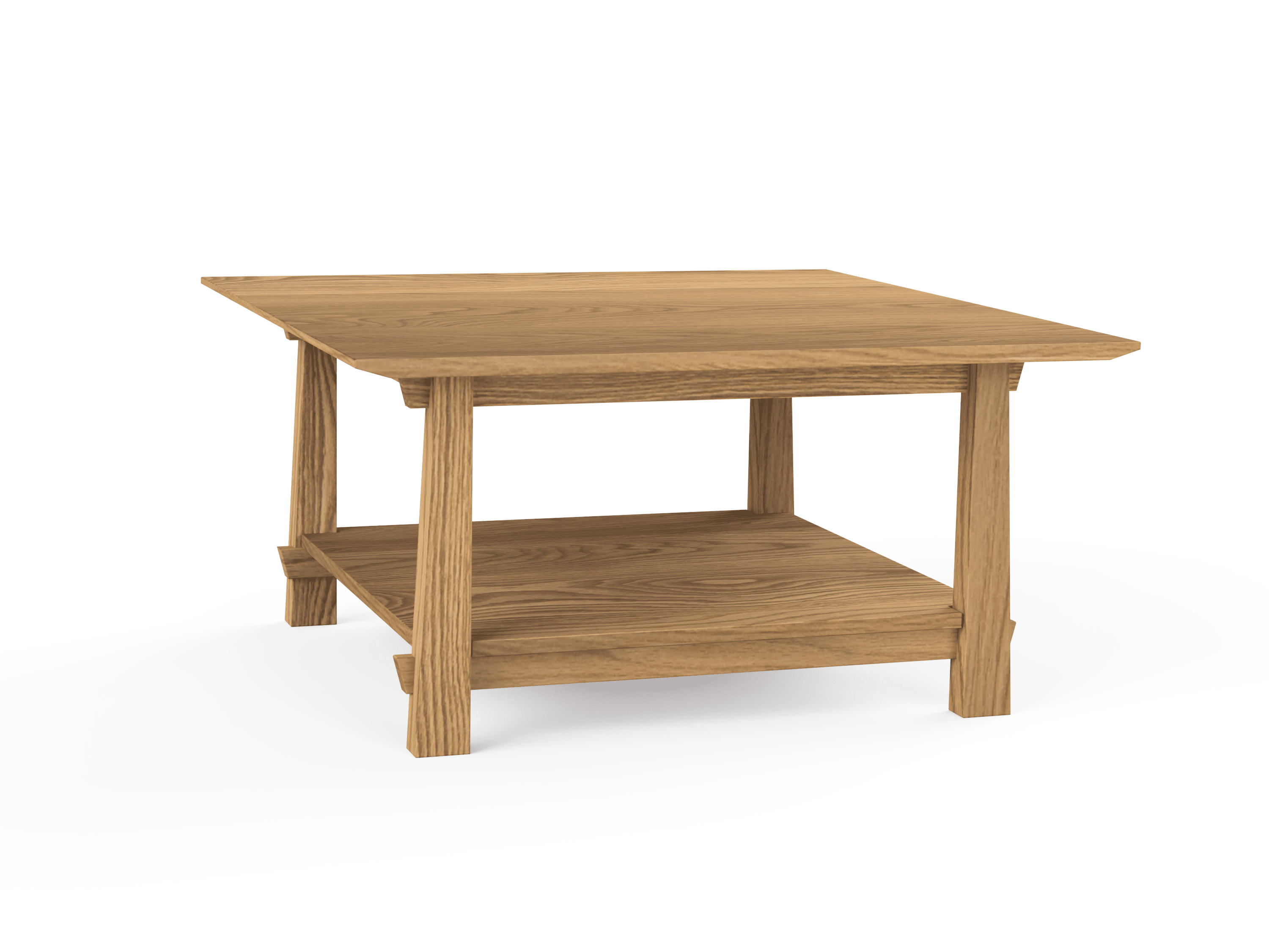 The Horizon Coffee Table by TY Fine Furniture is a handmade solid wood piece featuring four legs, a lower shelf, and an organic design—an elegant reflection of Japanese craftsmanship for modern interiors. Displayed on a white background.