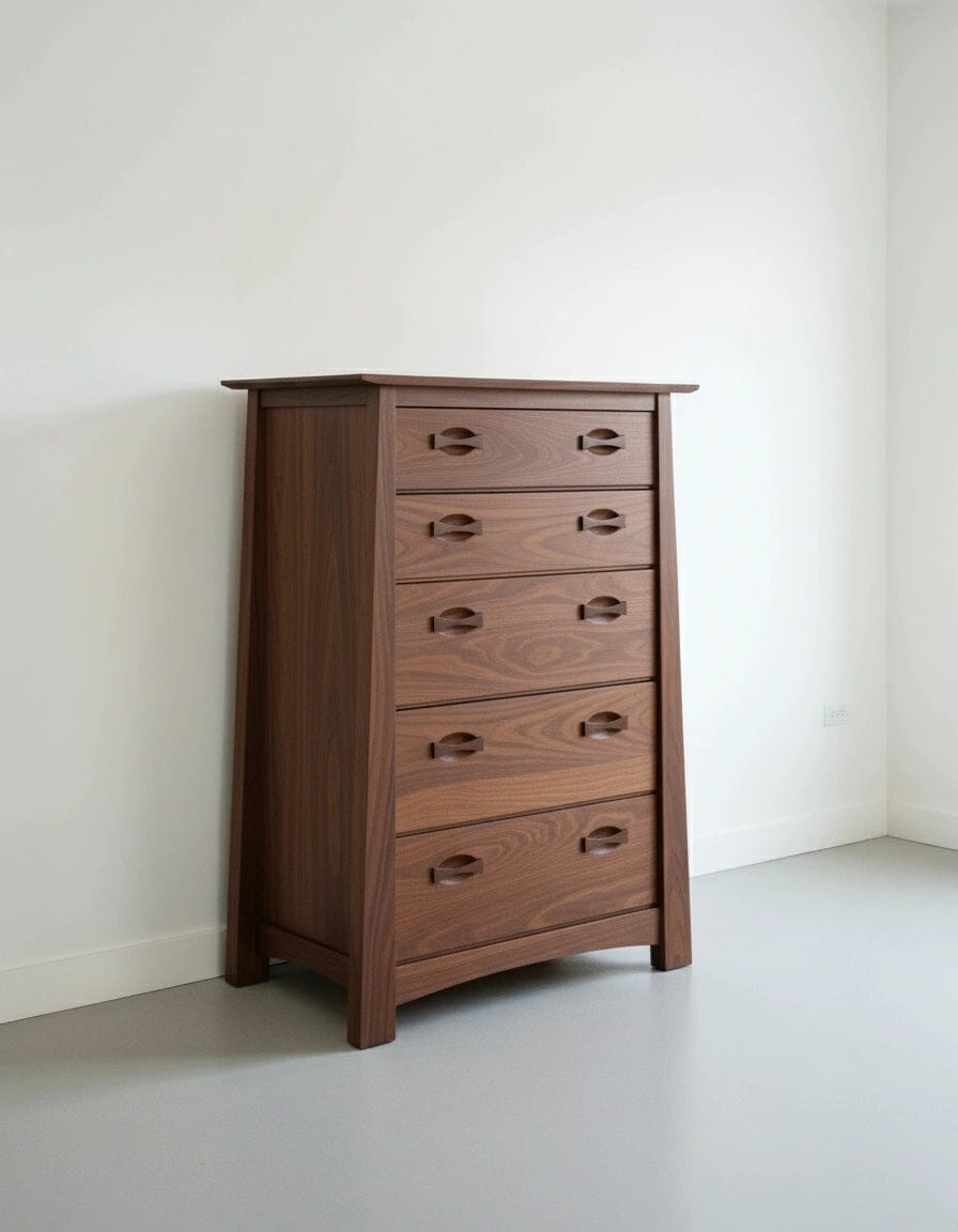 Enso 5-Drawer Upright Dresser - Chest | - Walnut | Handmade 5 Drawer Narrow by TY Fine Furniture Enso 5-Drawer Upright Dresser - Chest | - Walnut | Handmade 5 Drawer Narrow by TY Fine Furniture