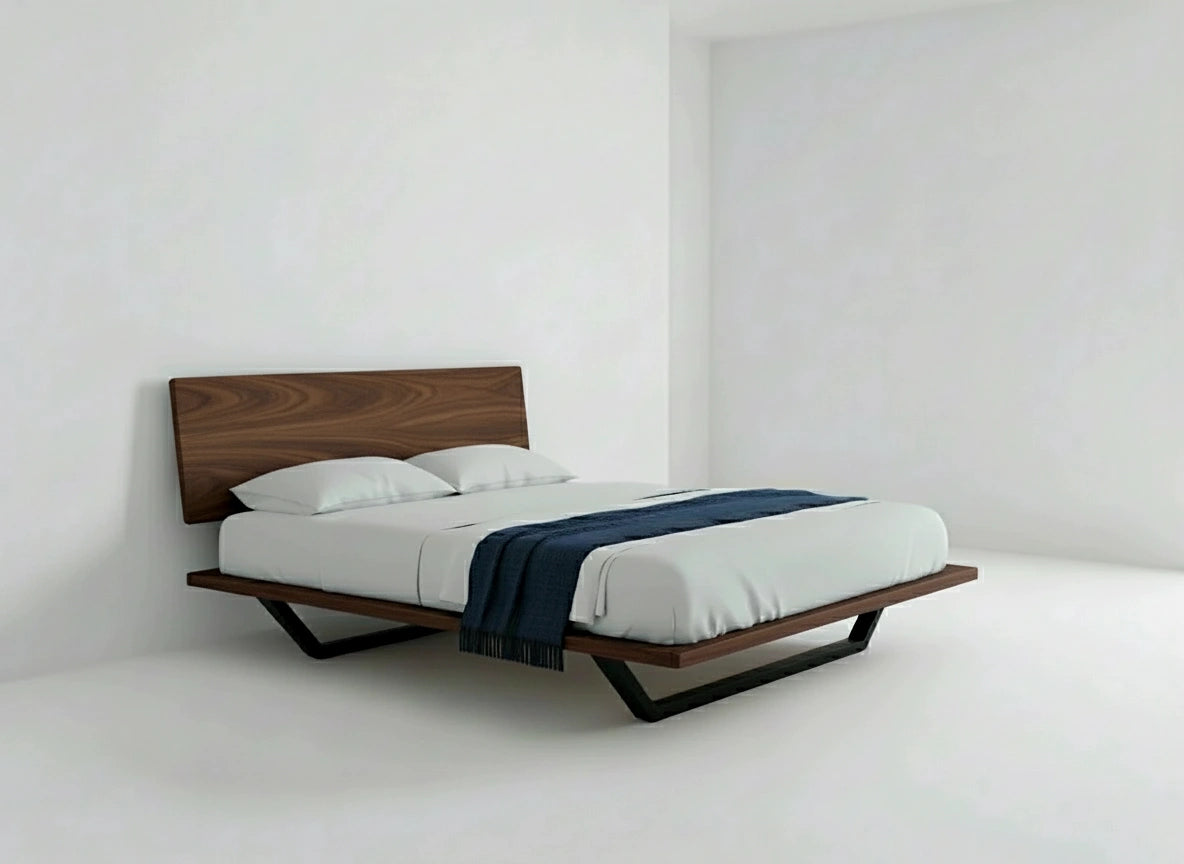 Nelson Walnut Platform Bed Frame | Premium Dark Hardwood | Walnut
