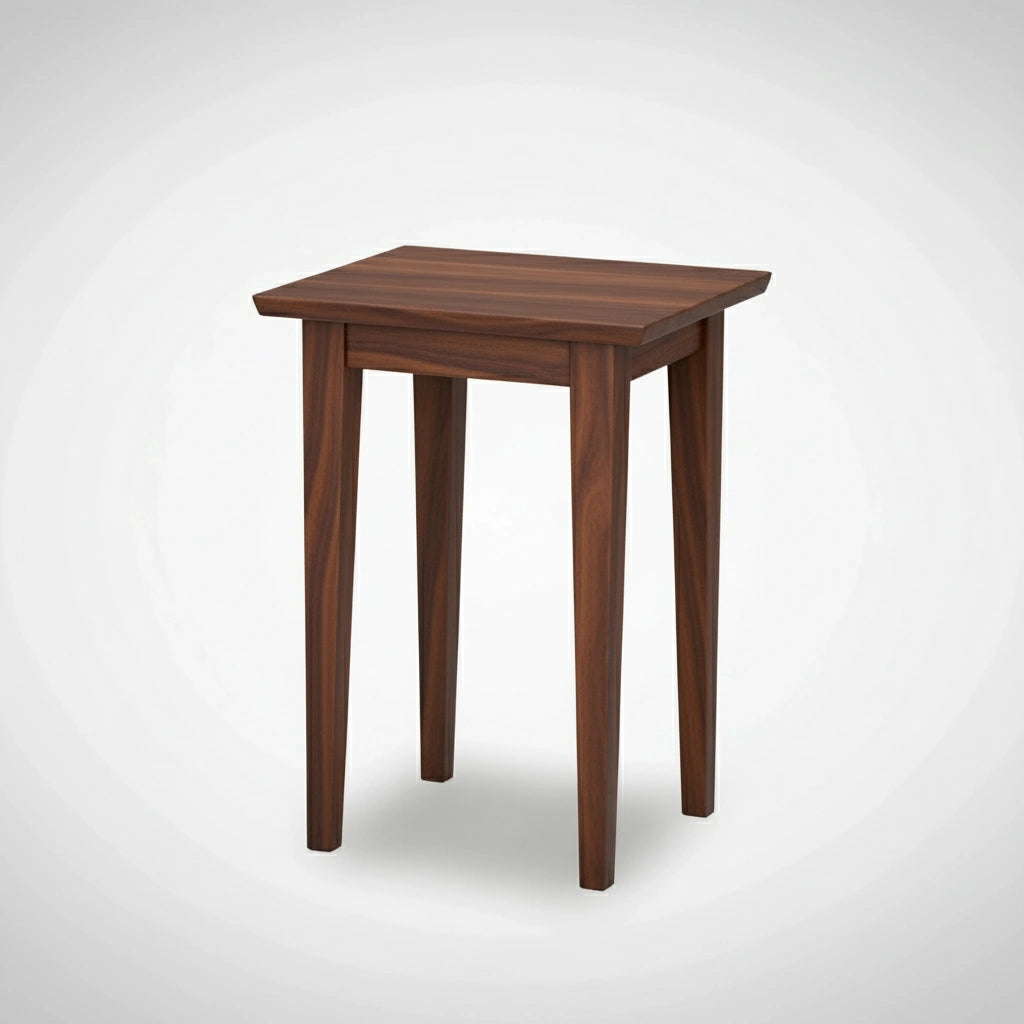 The TY Fine Furniture Shaker Side Table is a small, square solid wood nightstand with four straight legs and a dark brown wood grain finish, set against a plain white background.