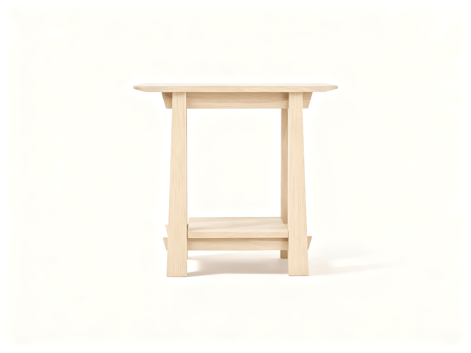 The Horizon Side Table in Maple by TY Fine Furniture features a light-colored, solid Hard Maple build with a rectangular top, four straight legs, and a lower shelf, photographed against a plain white background.