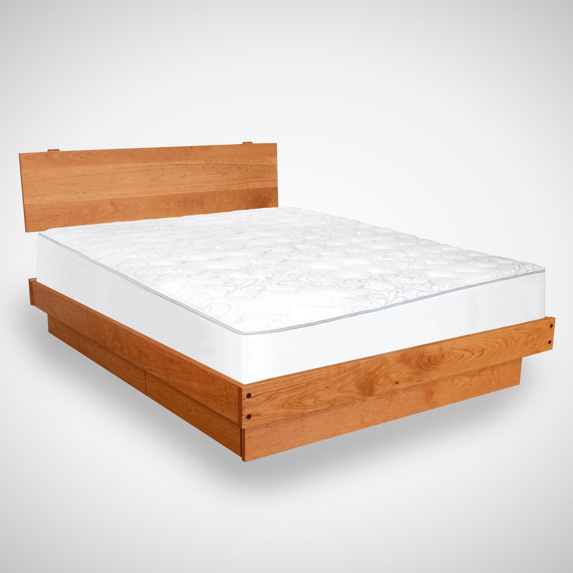 Solid wood platform bed with storage