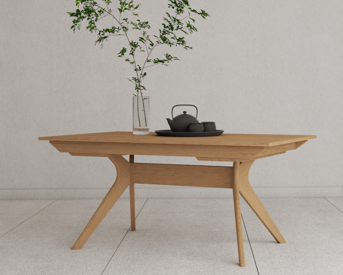 Expandable dining table made from solid oak