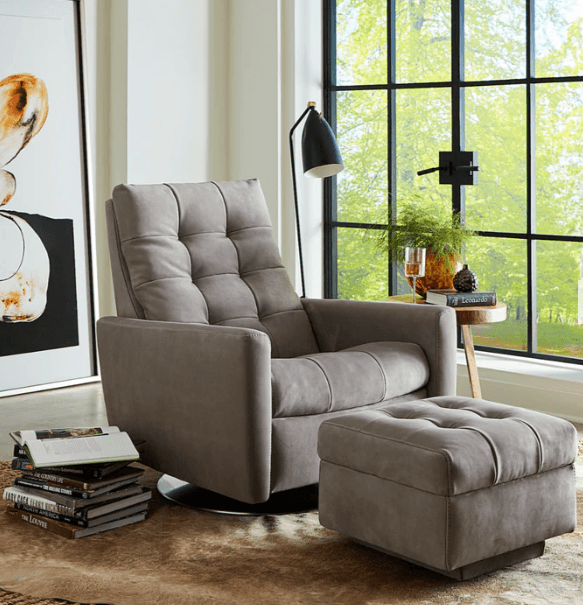 American Leather COMO Comfort Air Chair & Rocking Ottoman