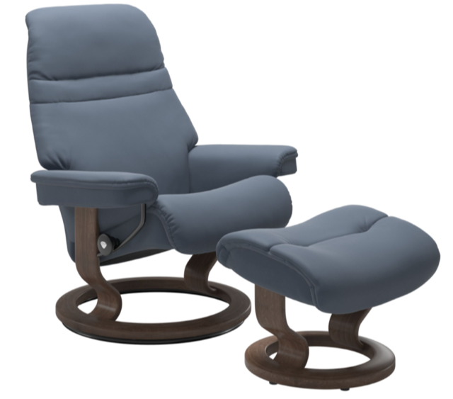 FLOOR SELL OFF - SOLD - Stressless Sunrise Classic Chair and Ottoman - Small