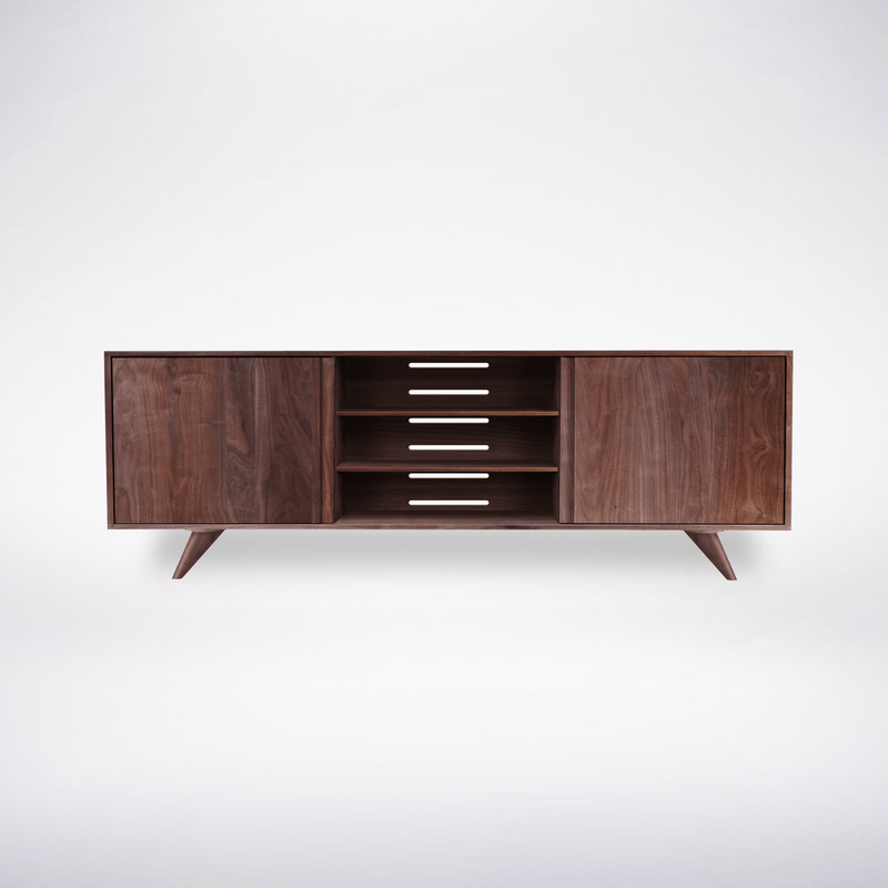 Modern media console with wire management system