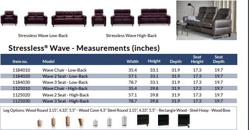 Stressless Wave Sofa, Loveseat, Chair