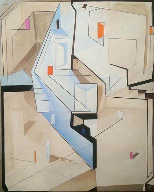 The walls at T.Y. Fine Furniture welcome abstract paintings of local artist