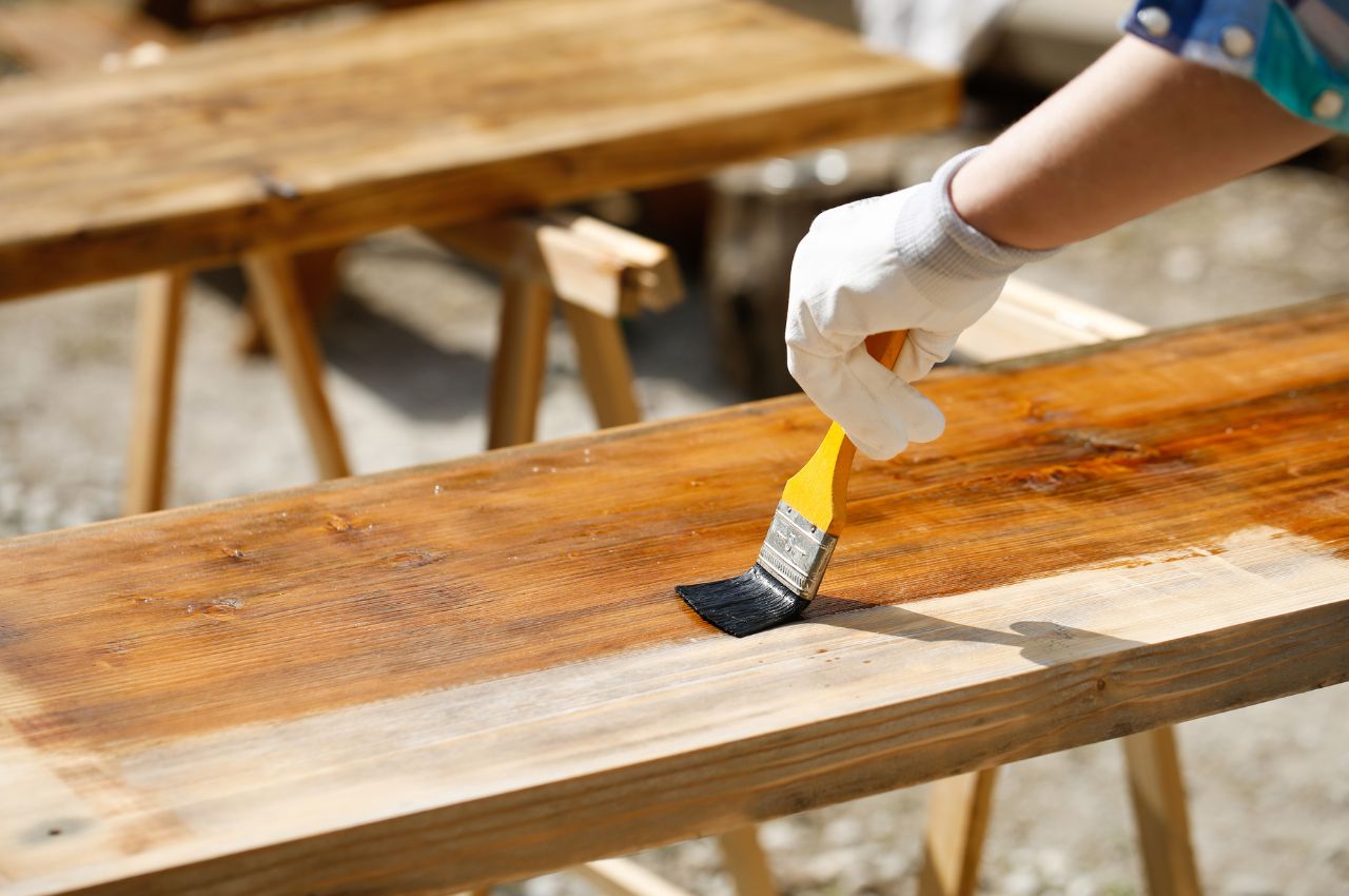 Painting on wood furniture surface