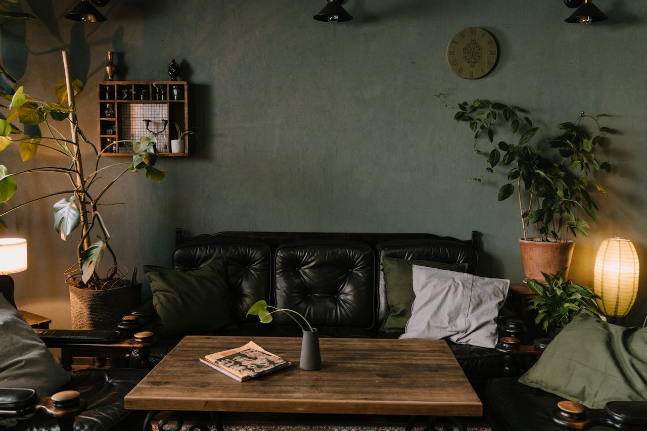 Sofa Among Plants in a Living Room