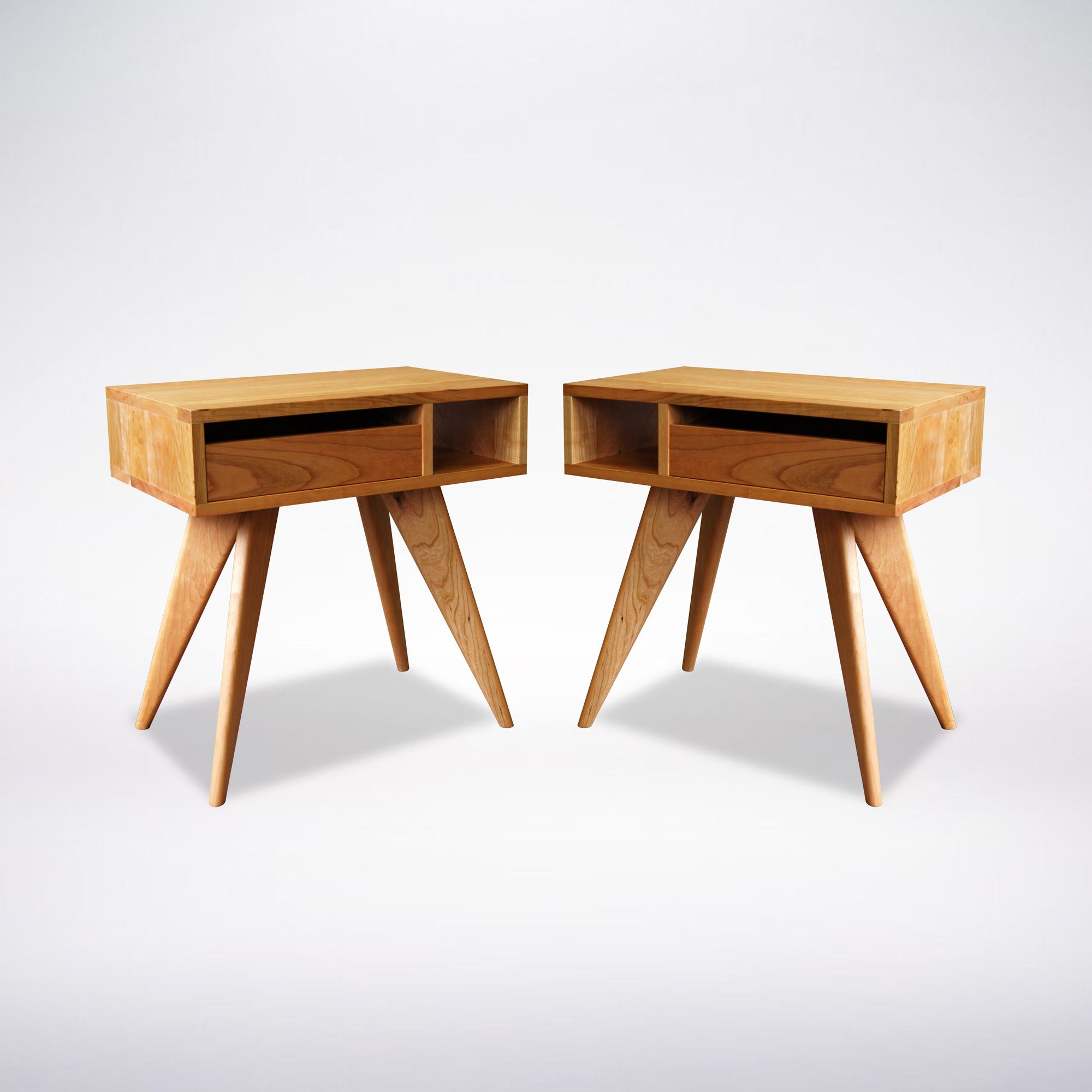 zero voc solid wood mid century modern side table