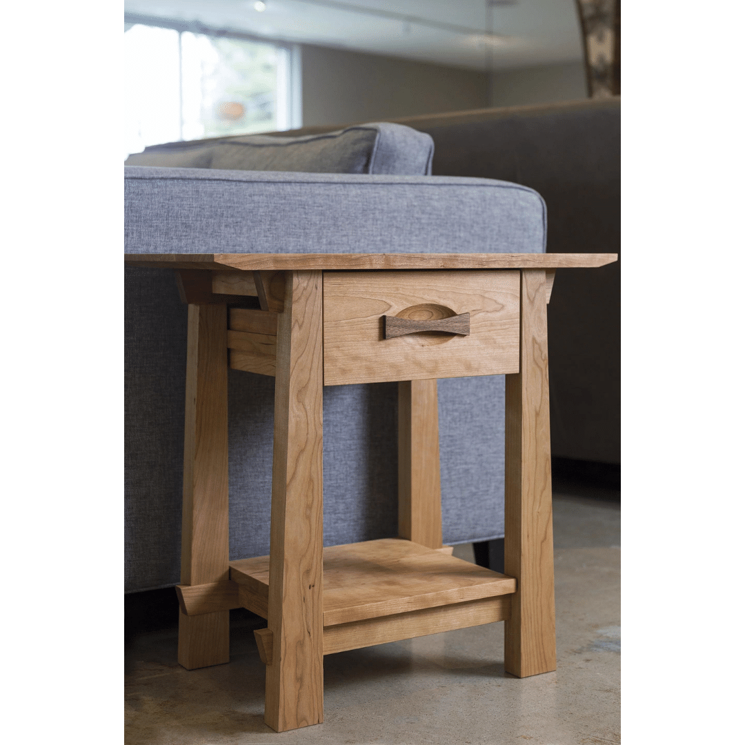 Enso Side Table With Drawer Solid Wood Handmade Organic