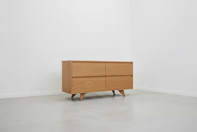 Modern Mid-Century Dresser in White Oak - Solid Wood 4 Drawer