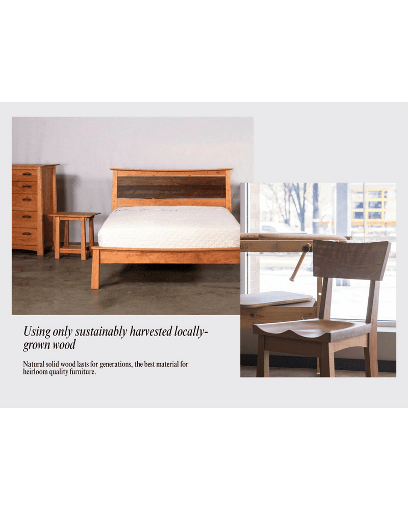 The Solid Cherry Desk - Enso Collection | TY Fine Furniture is crafted from sustainably harvested, locally grown cherry wood and features smart cable grommets for effortless wire management.