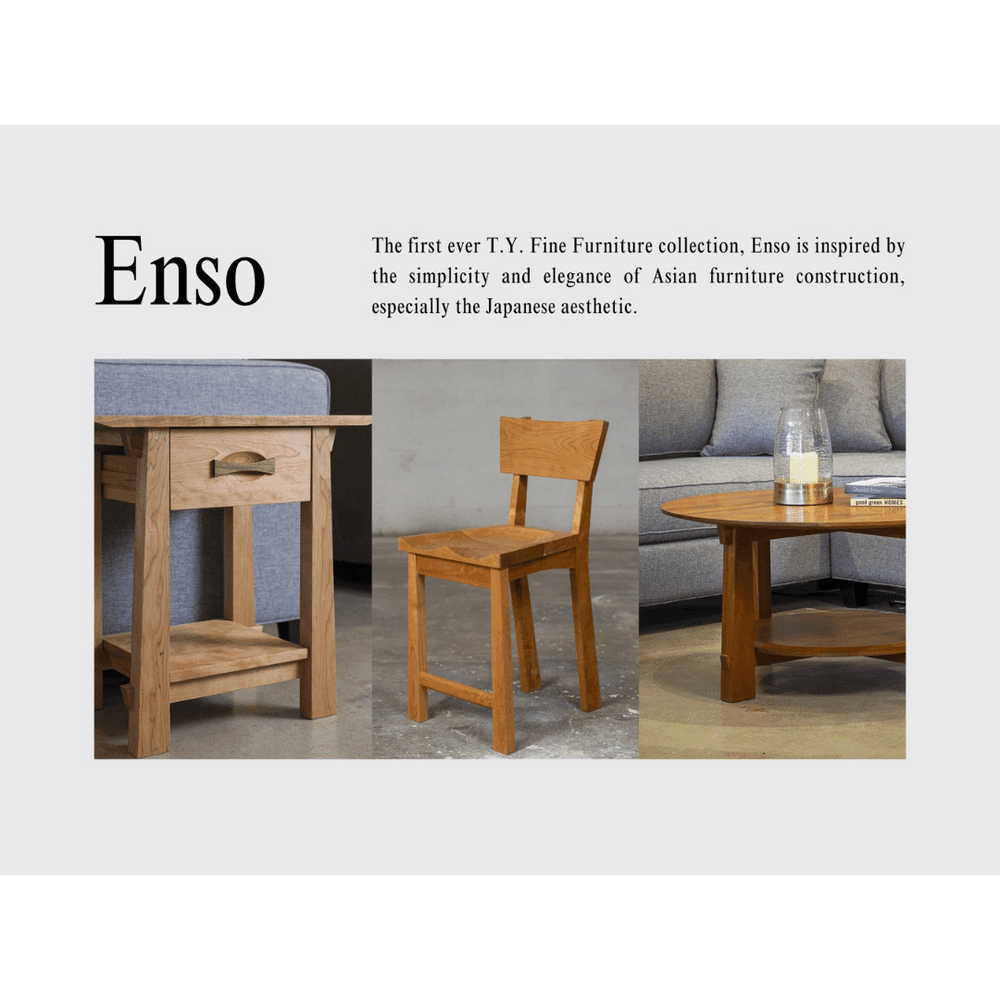 Storefront collage showing Enso Collection furniture and workshop images
