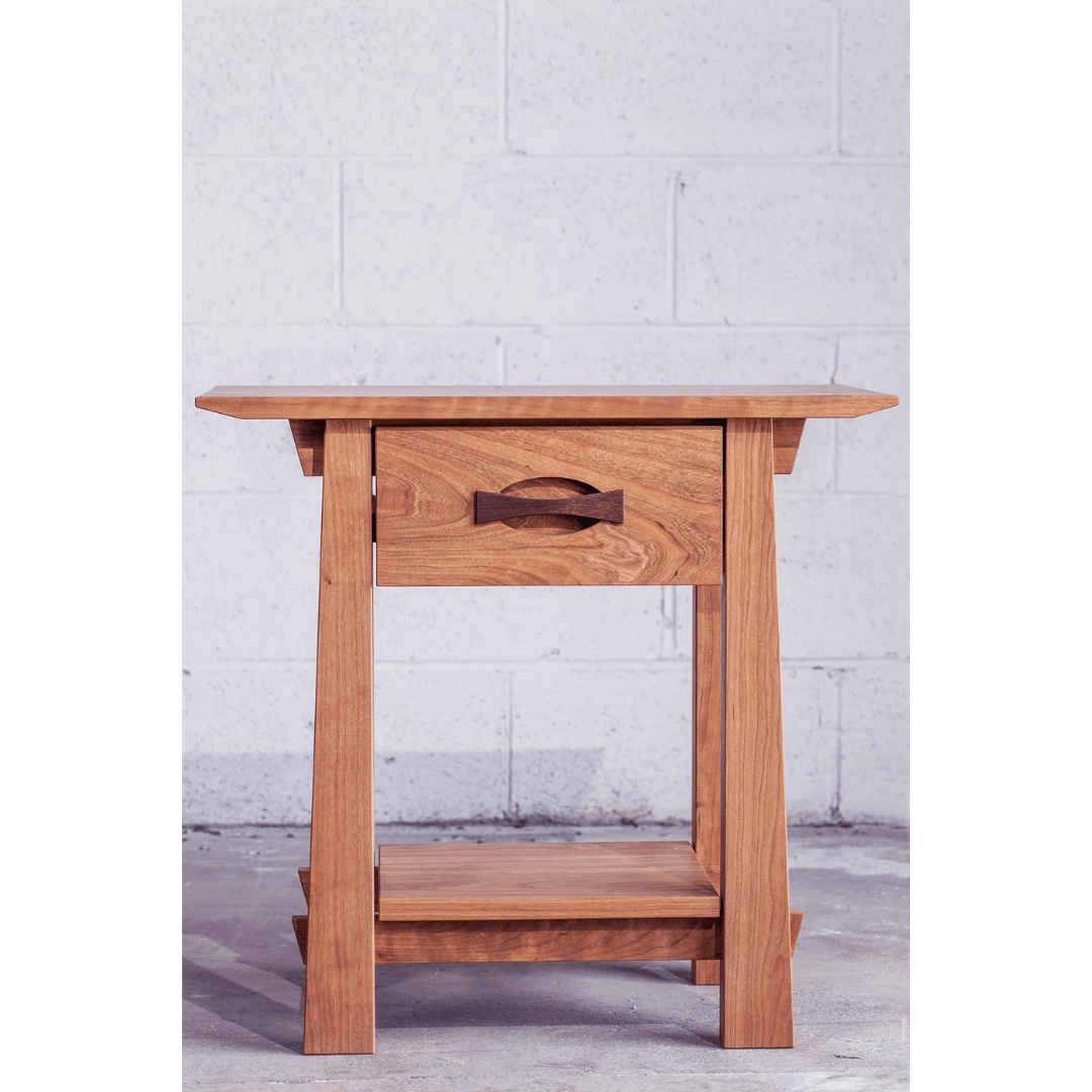 Enso Side Table With Drawer Solid Wood Handmade Organic