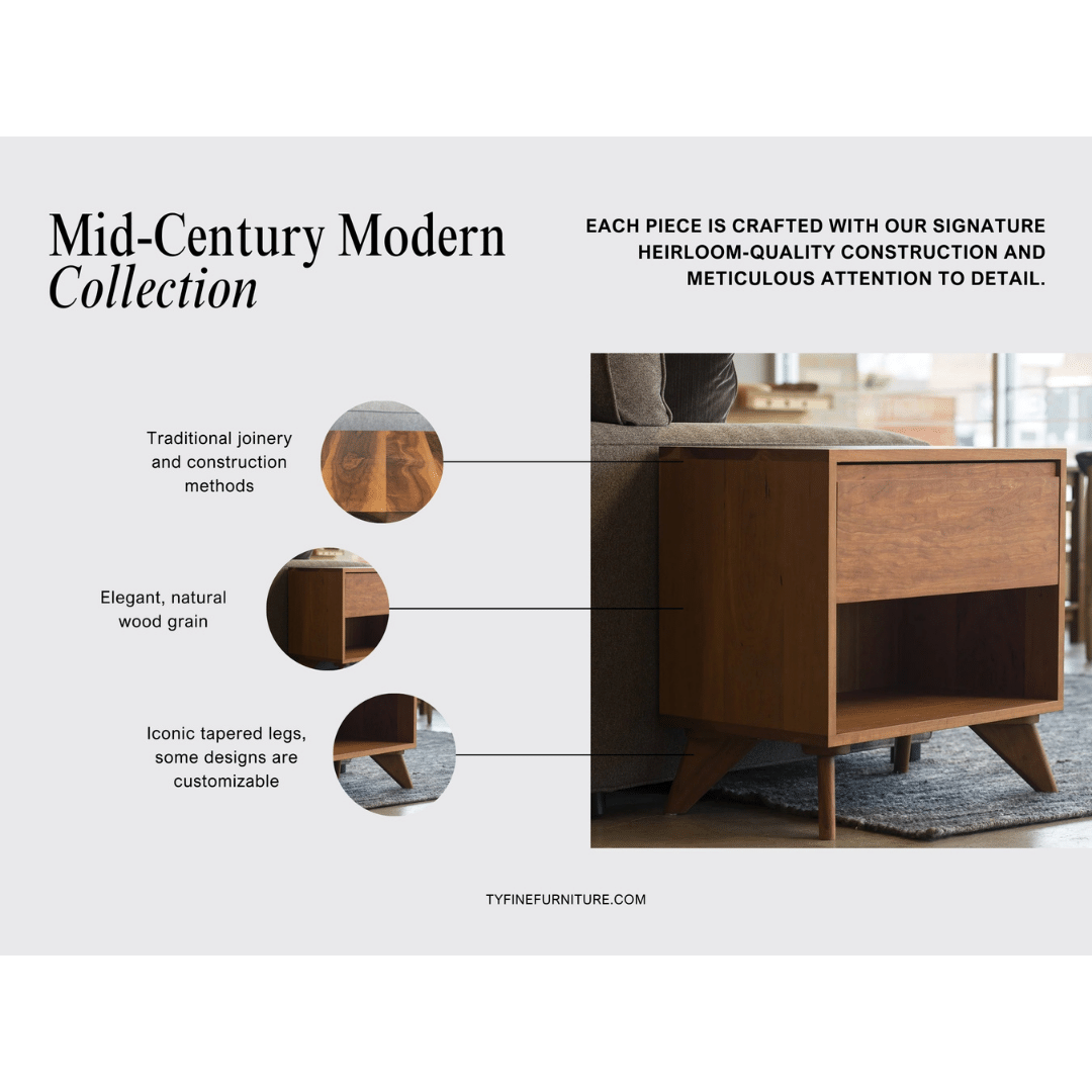 Mid-Century Modern Side Table - Solid Wood and Handcrafted in Columbus, Ohio